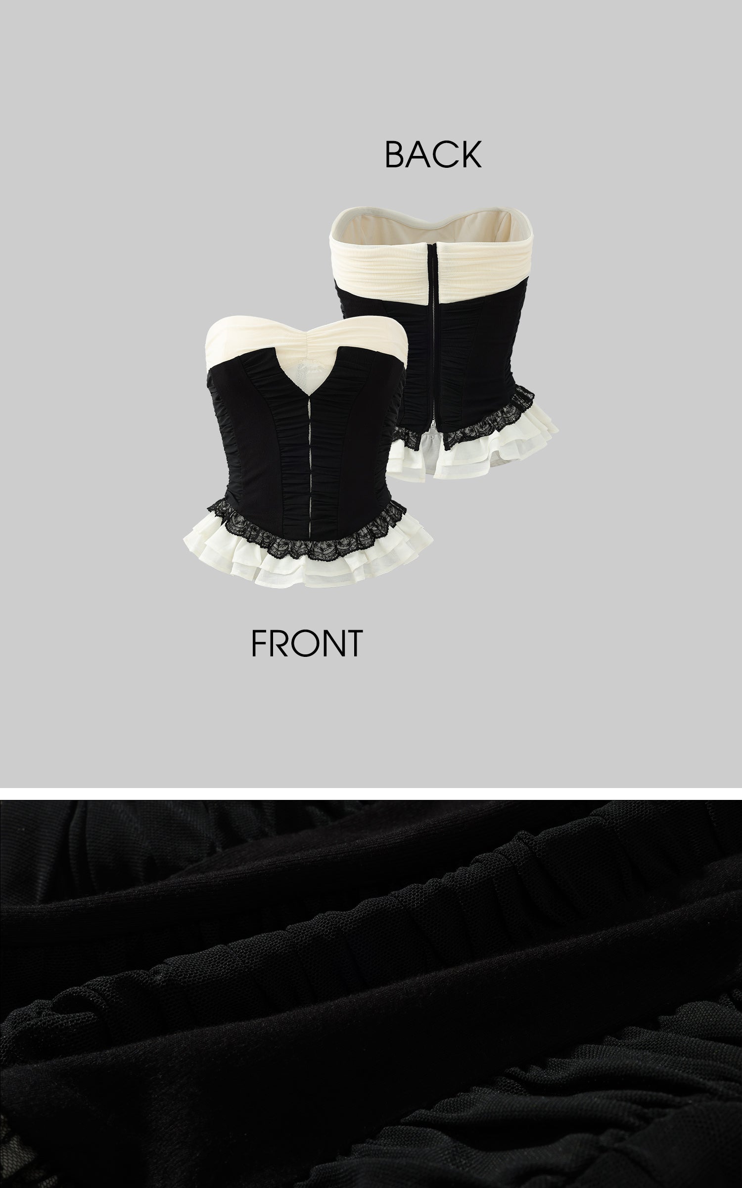 Rase le sol Ruffled Panel Bustier Top - PINKPARKS