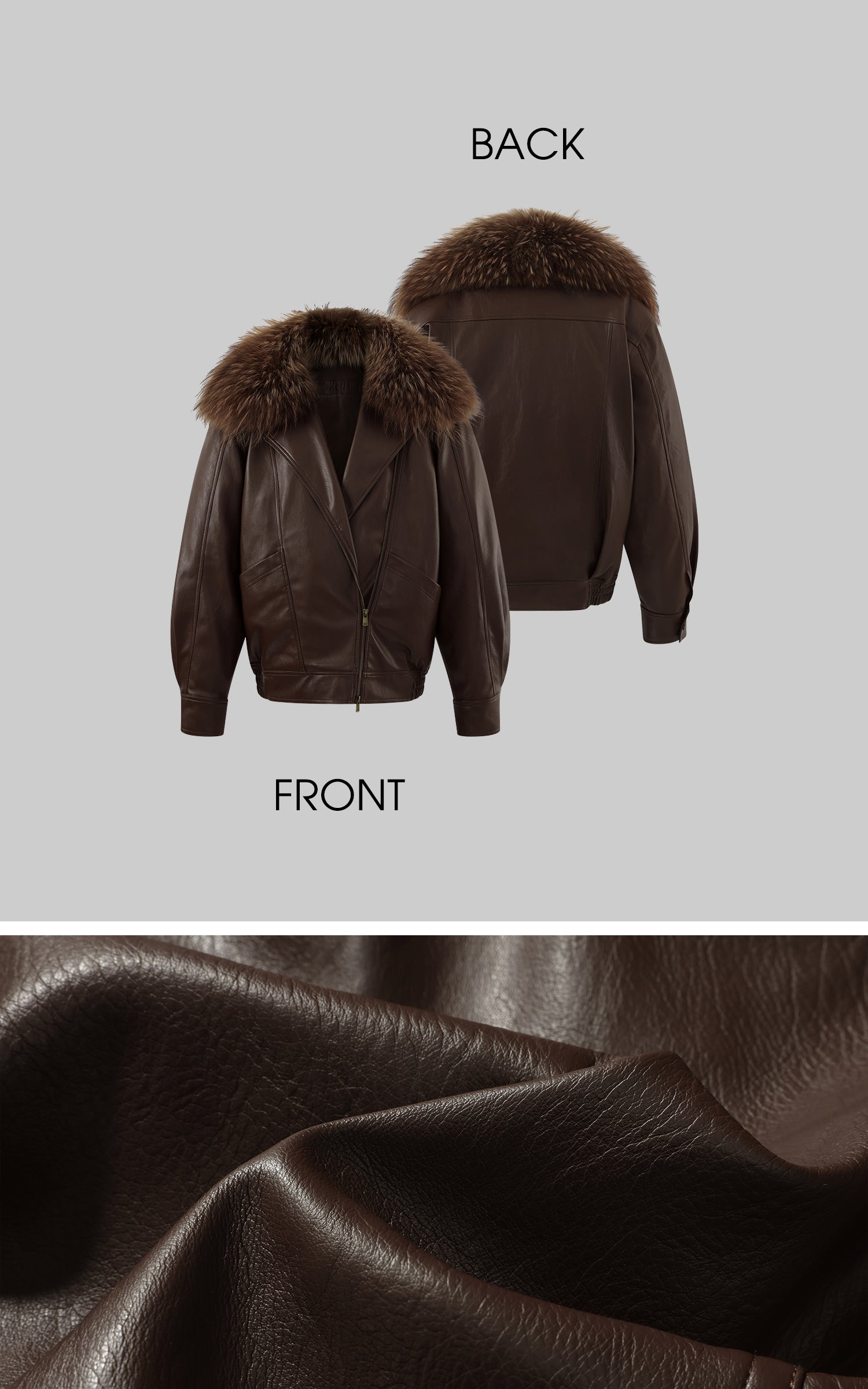 ROVENTE Detachable Fur Collar Leather Jacket