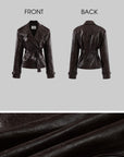 ROVENTE Belted Leather-Look Trench Jacket with Wide Lapels & Double-Breasted Front