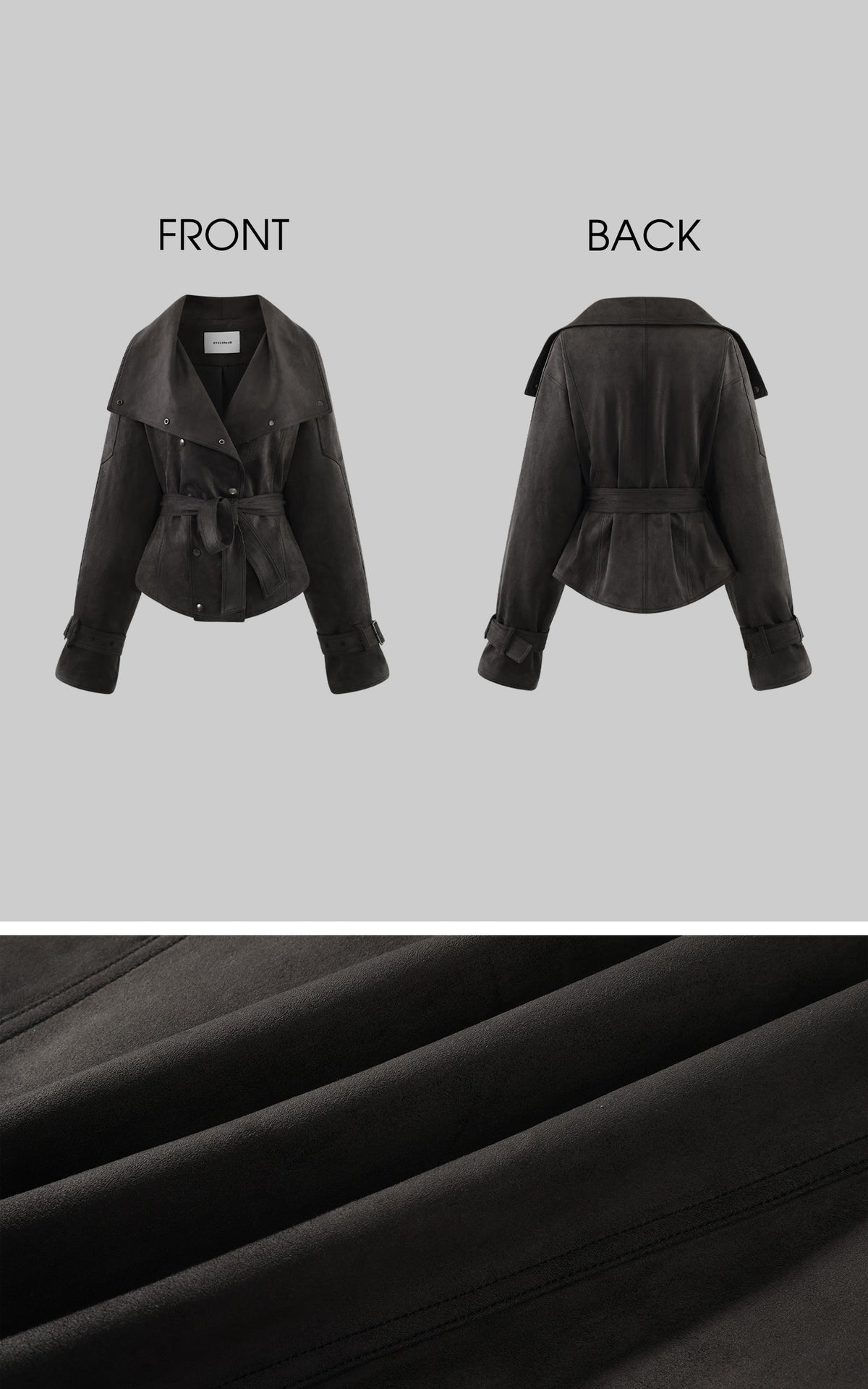 0122stepll Washed Suede Belted Biker Jacket