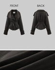 0122stepll Washed Suede Belted Biker Jacket