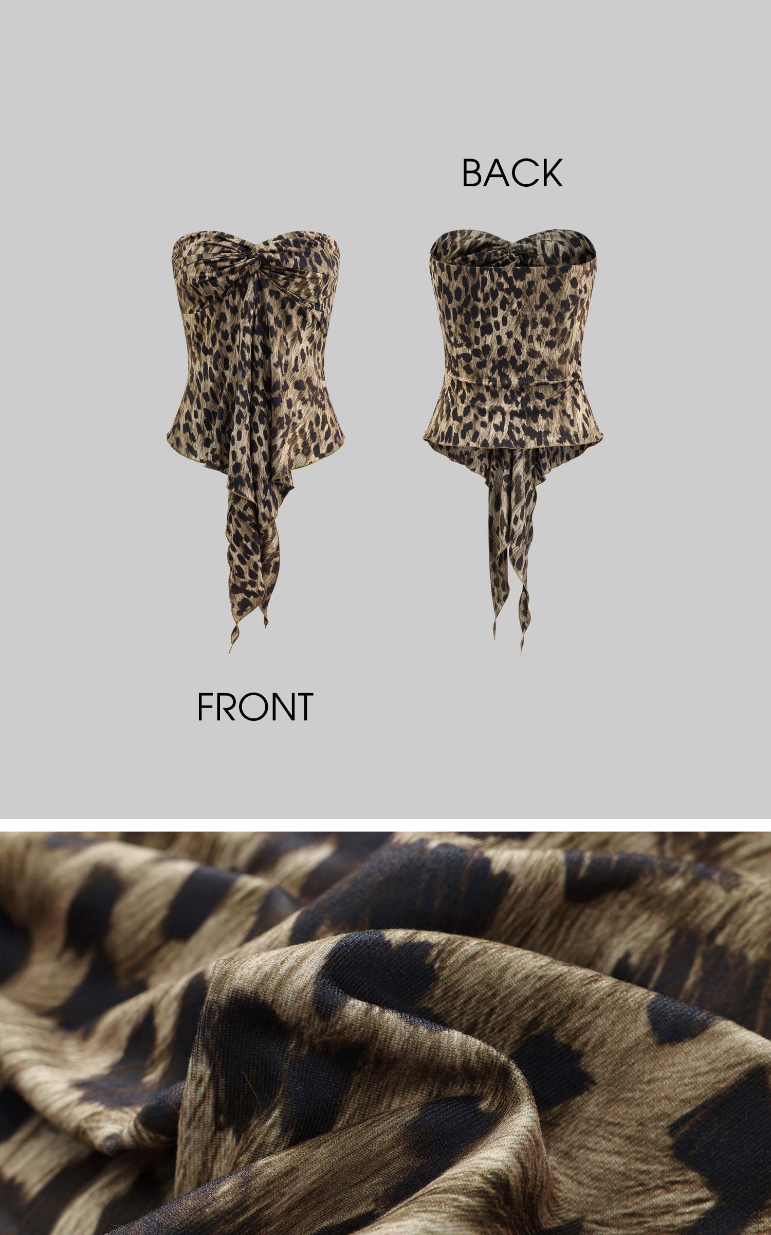 0122stepll Haut Léopard Sans Bretelles Drapé