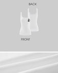 WARDEN EDGE Ribbed Asymmetric Tank Top with Numeric Print Slim Fit Camisole