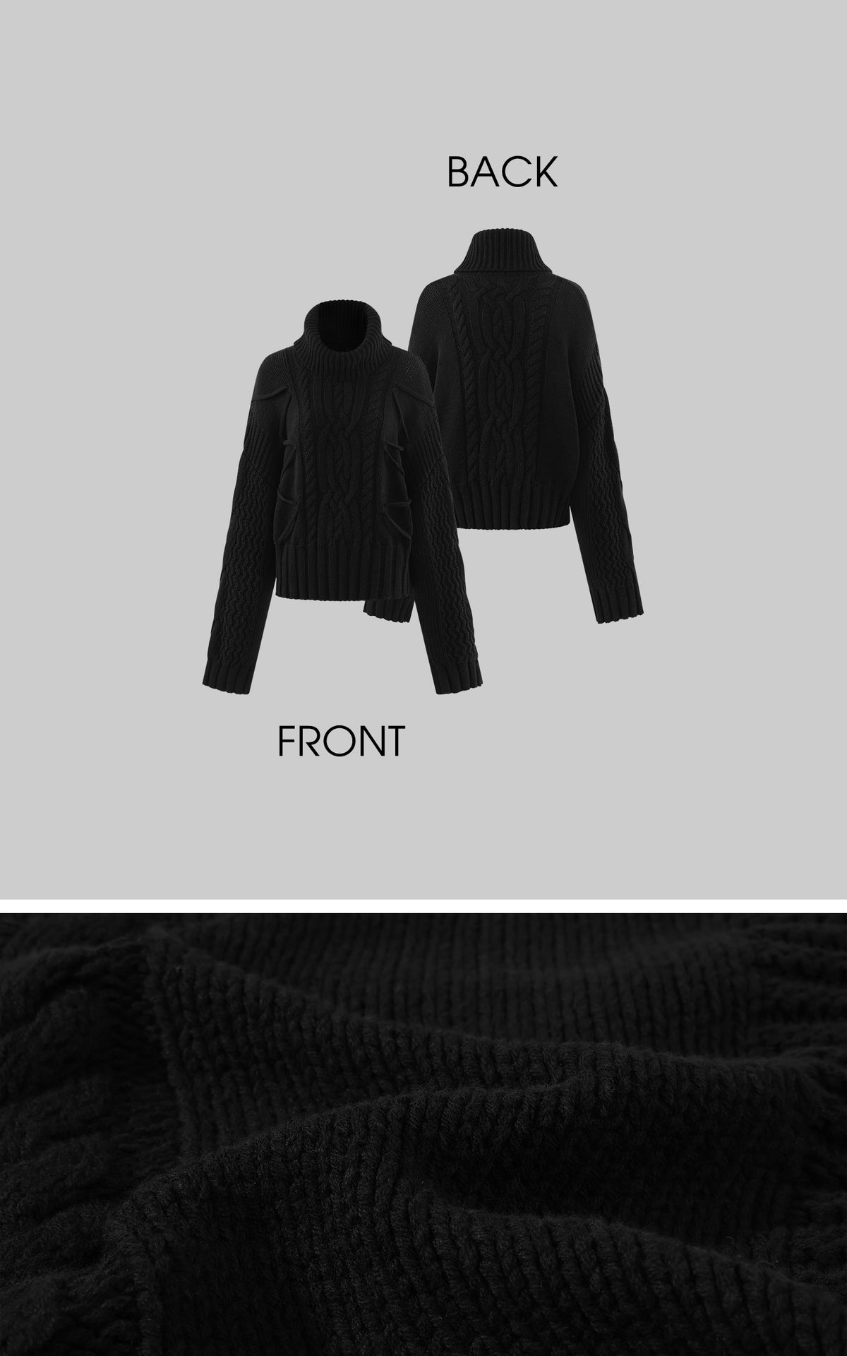 0122stepll Deconstructed Cable Knit Turtleneck Sweater