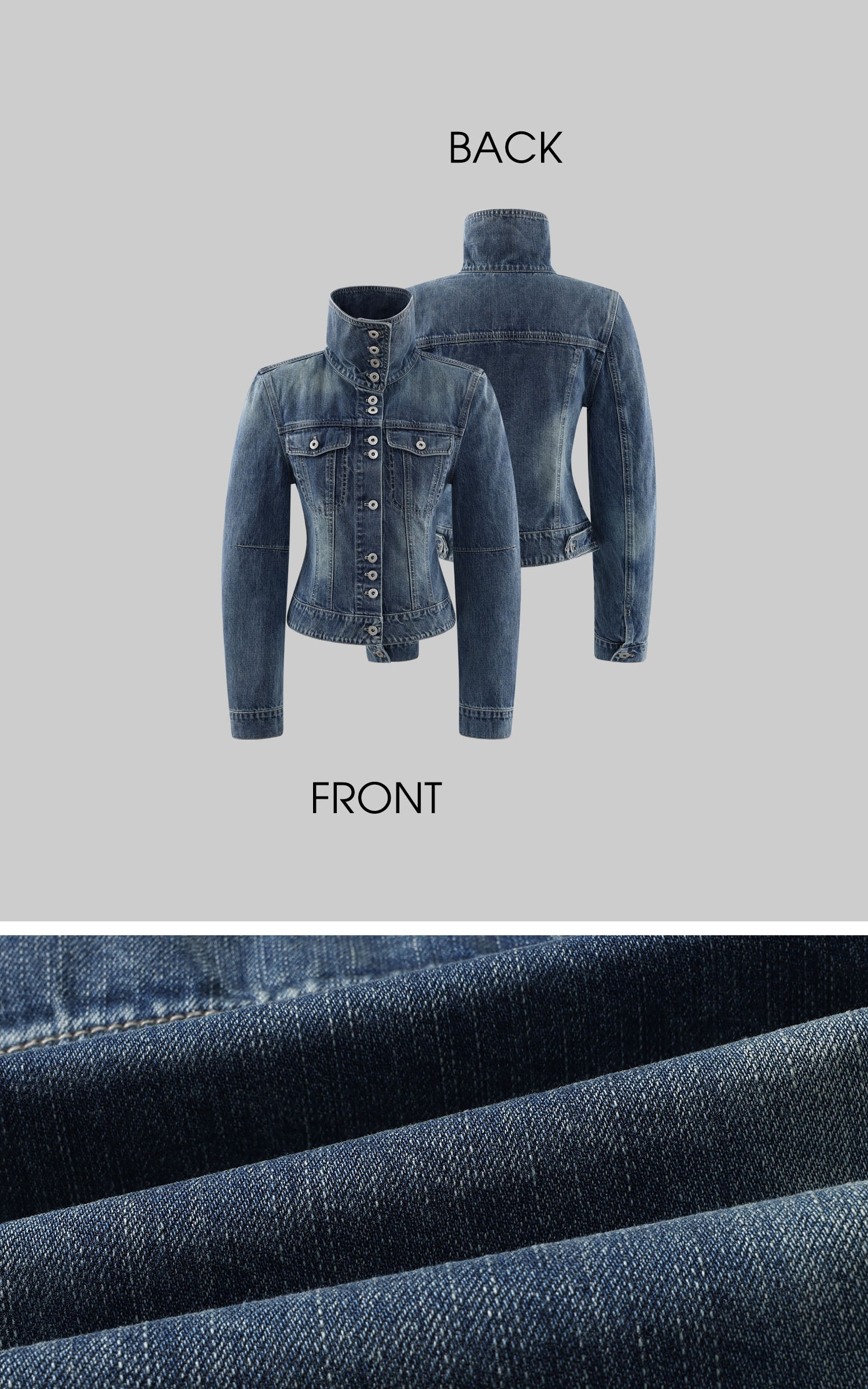 WARDEN EDGE Vintage Wash Sculpted Denim Jacket &amp; Micro Shorts Set