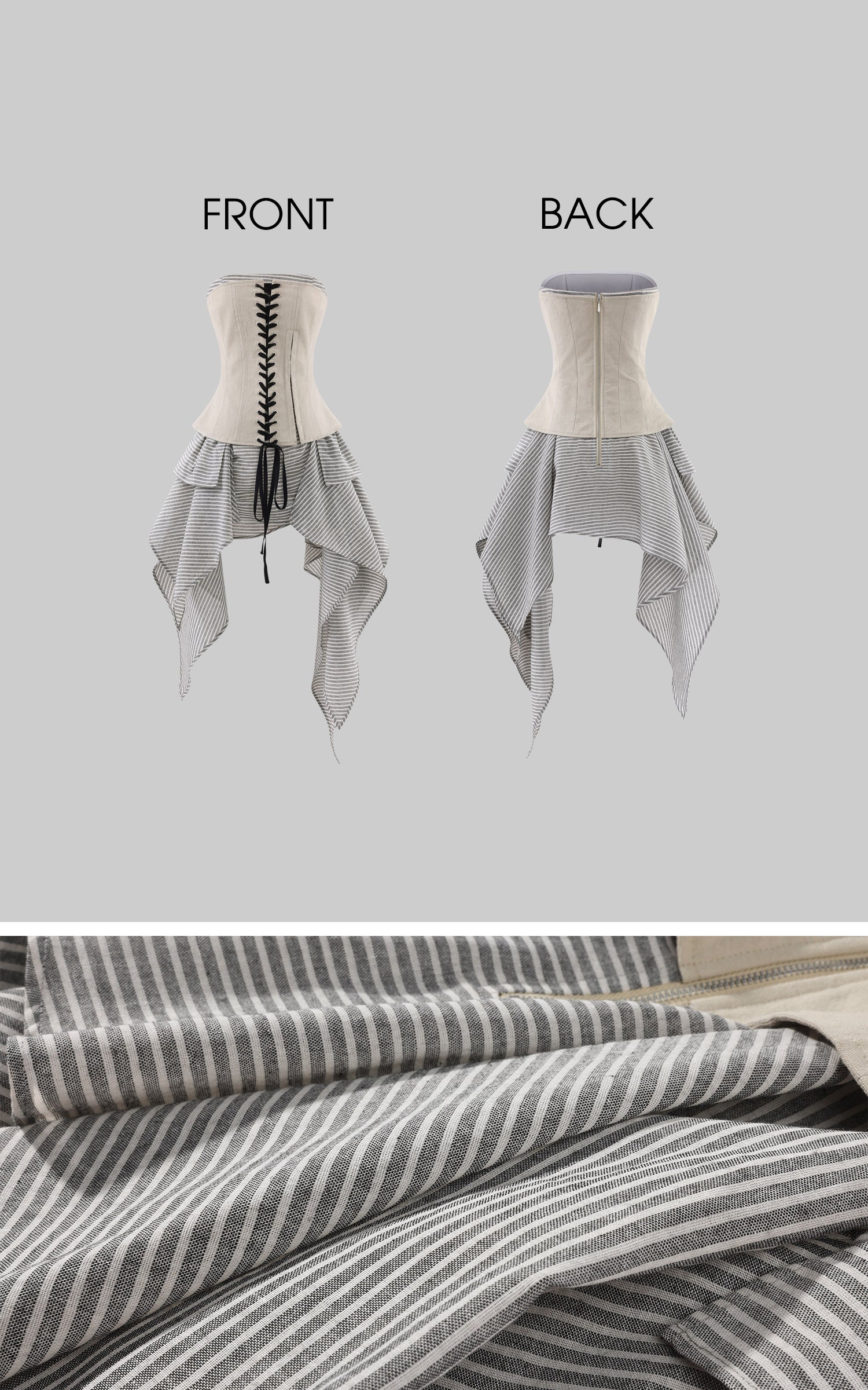 WARDEN EDGE Deconstructed Corset &amp; Double-Waist Pleated Mini Skirt Set