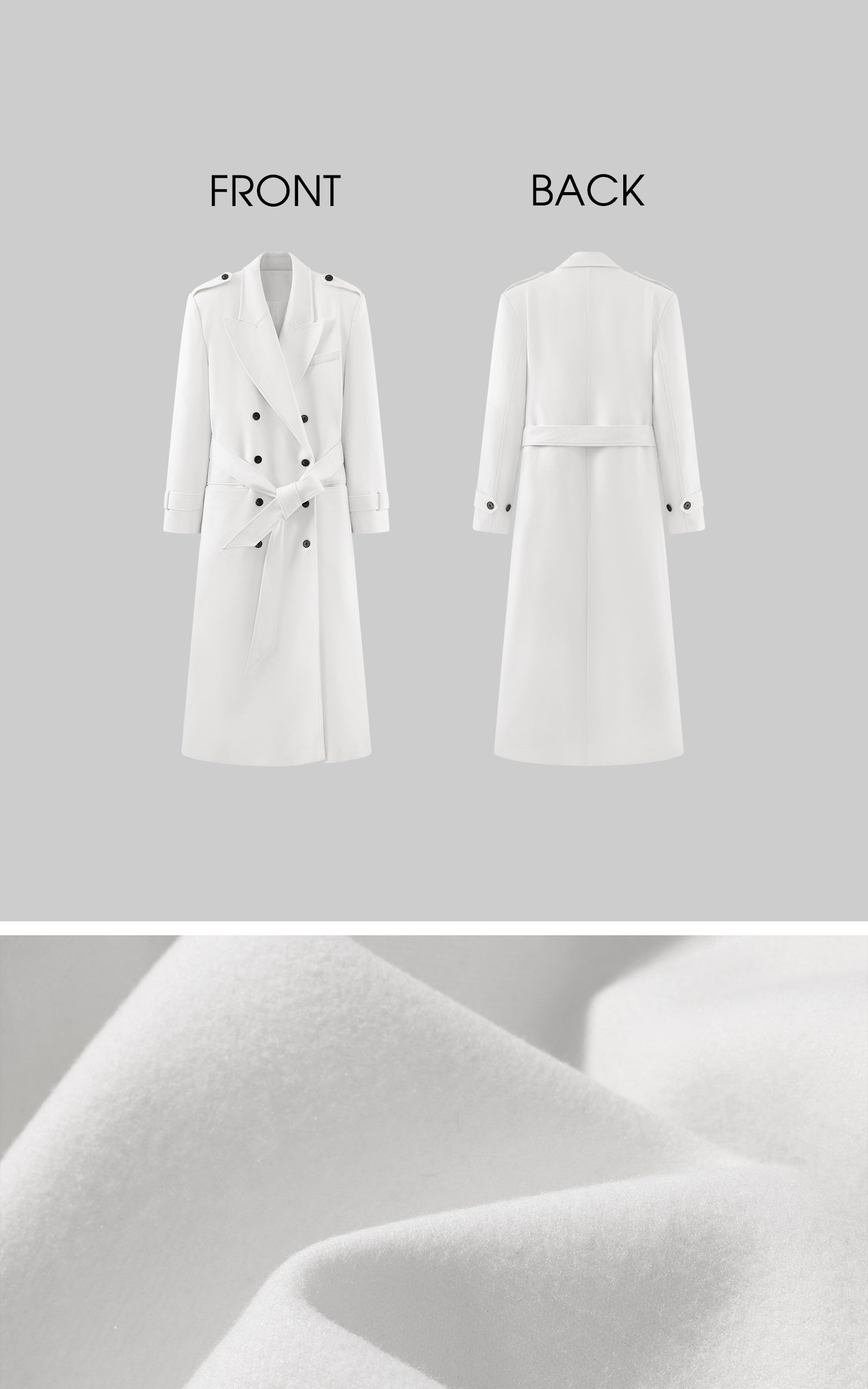 ROVENTE Long Double-Breasted Belted Coat