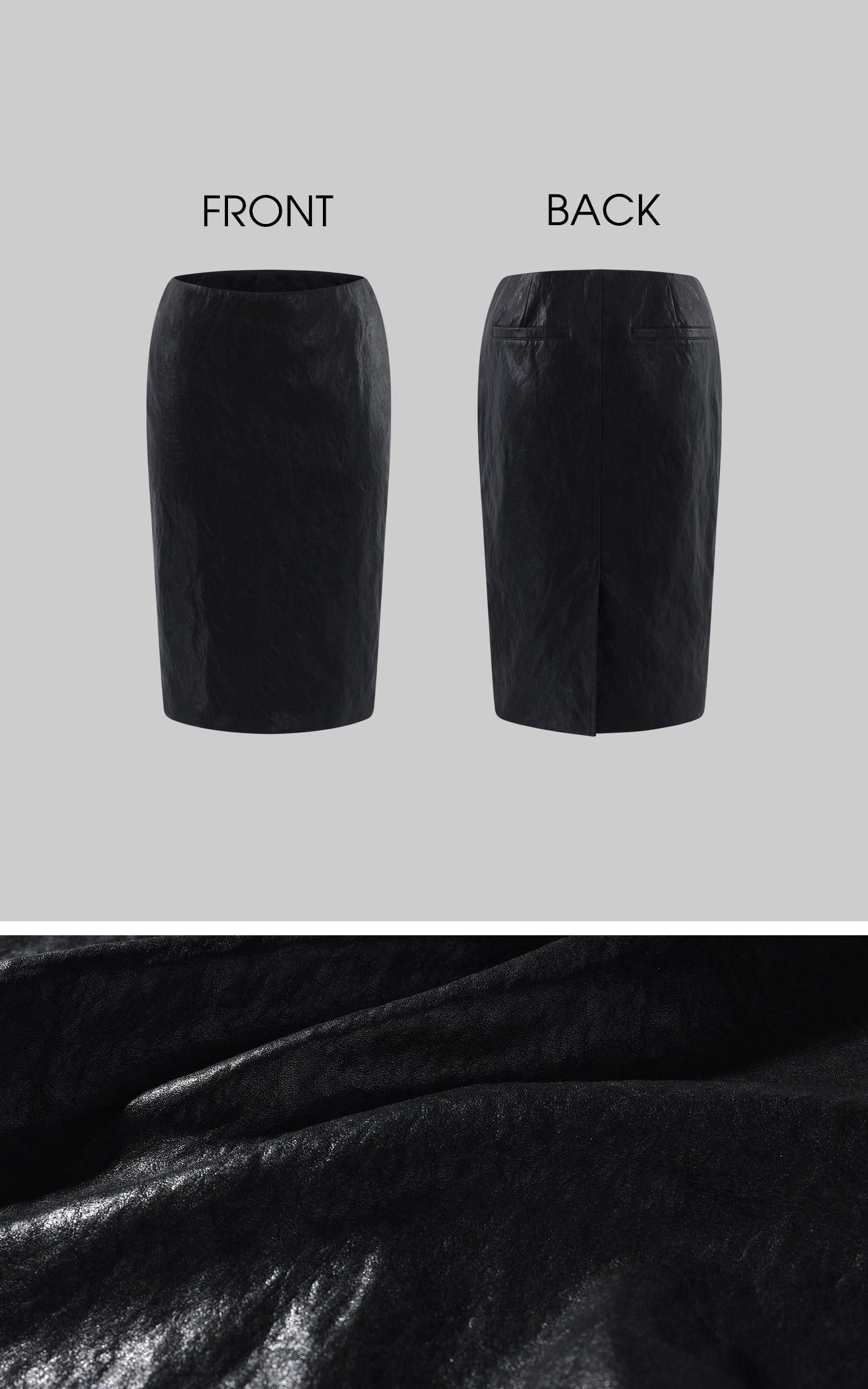 ROVENTE Faux Leather Minimalist Pencil Skirt