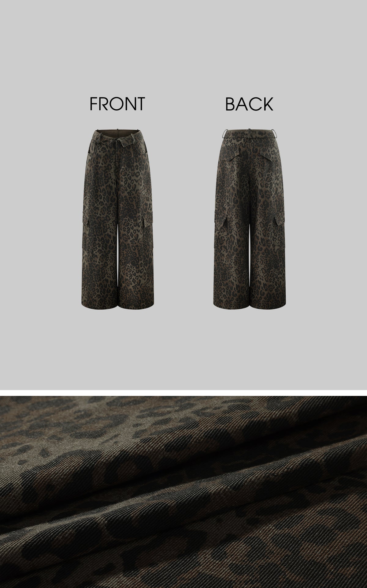 0122stepll Leopard Print Wide-Leg Cargo Pants