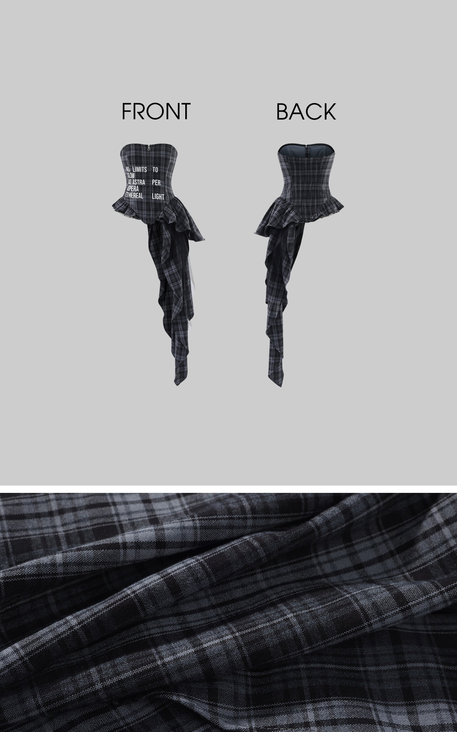 WARDEN EDGE Plaid Graphic Asymmetrical Draped Corset Top