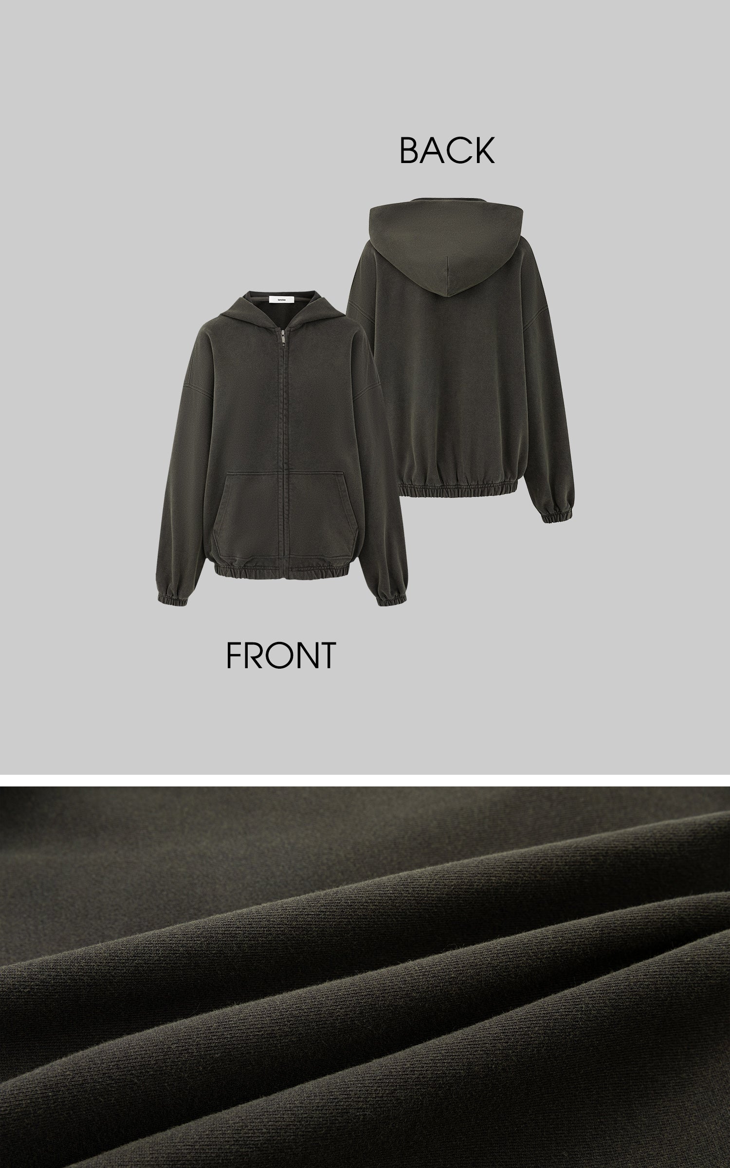 IAMXIAA 빈티지 워시 집업 후디 &amp; 크롭트 스웨트팬츠 세트