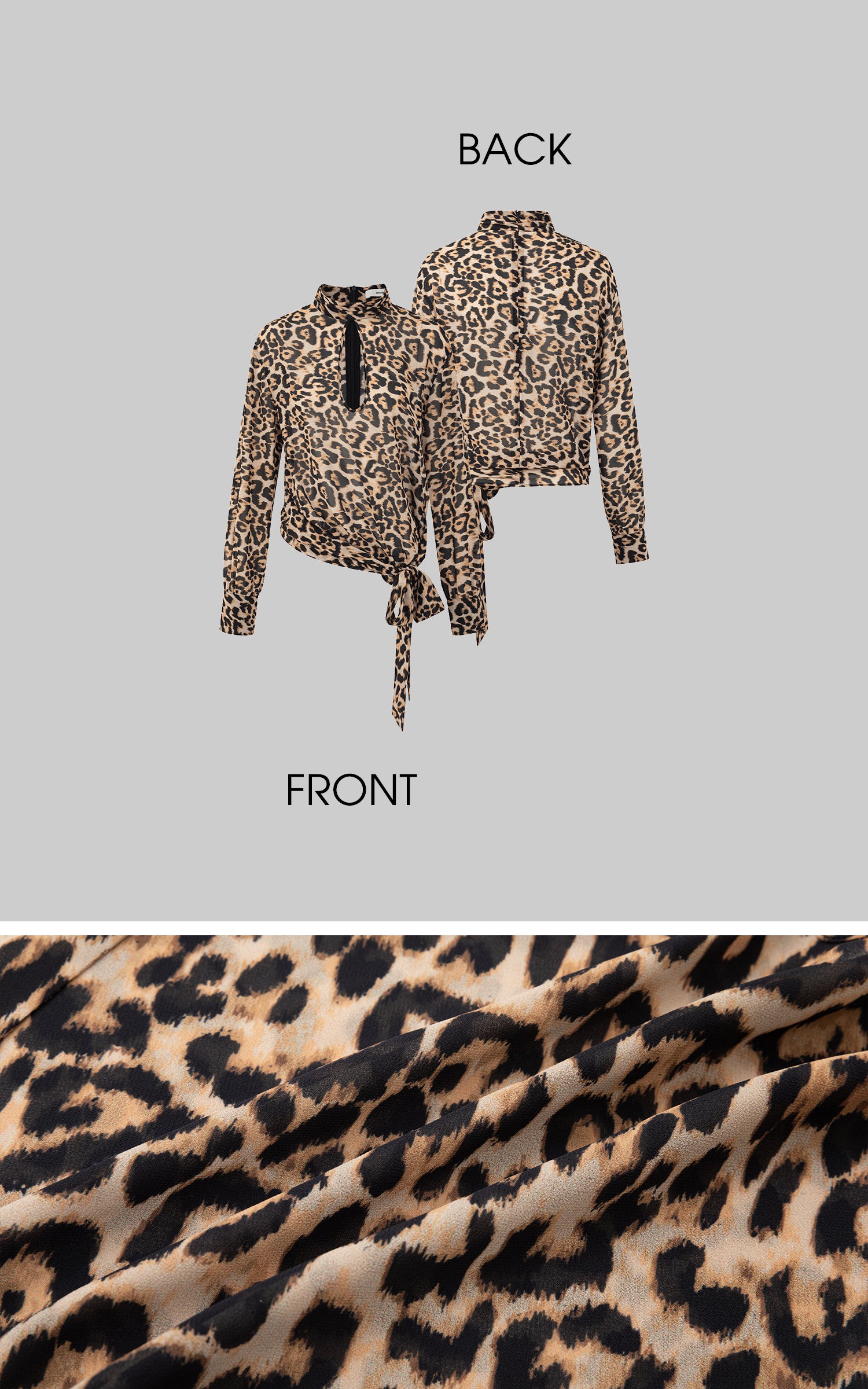 IAMXIAA Leopard Print Cut-Out Tie Detail Top