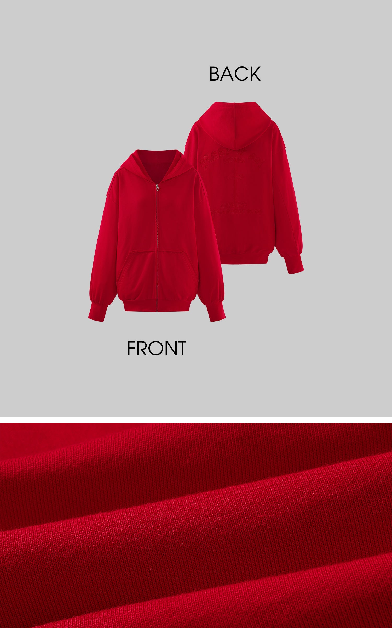 Rase le sol Red Embroidered Zip Hoodie &amp; Shorts Set