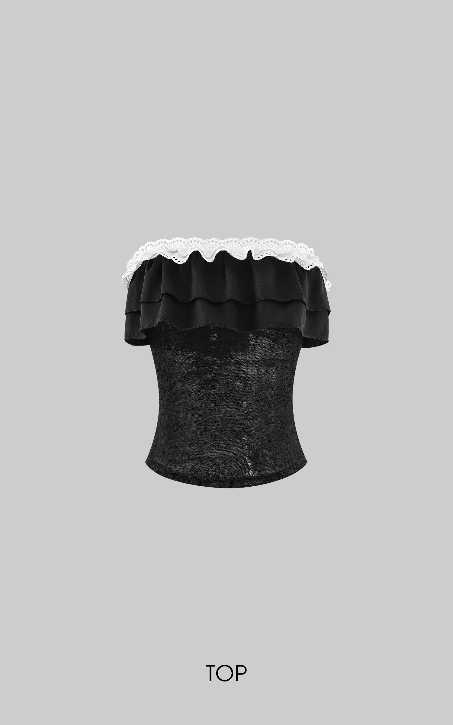 Rase le sol Cross-Laced Ruffle Strapless Top &amp; Layered Lace Mini Skirt Set