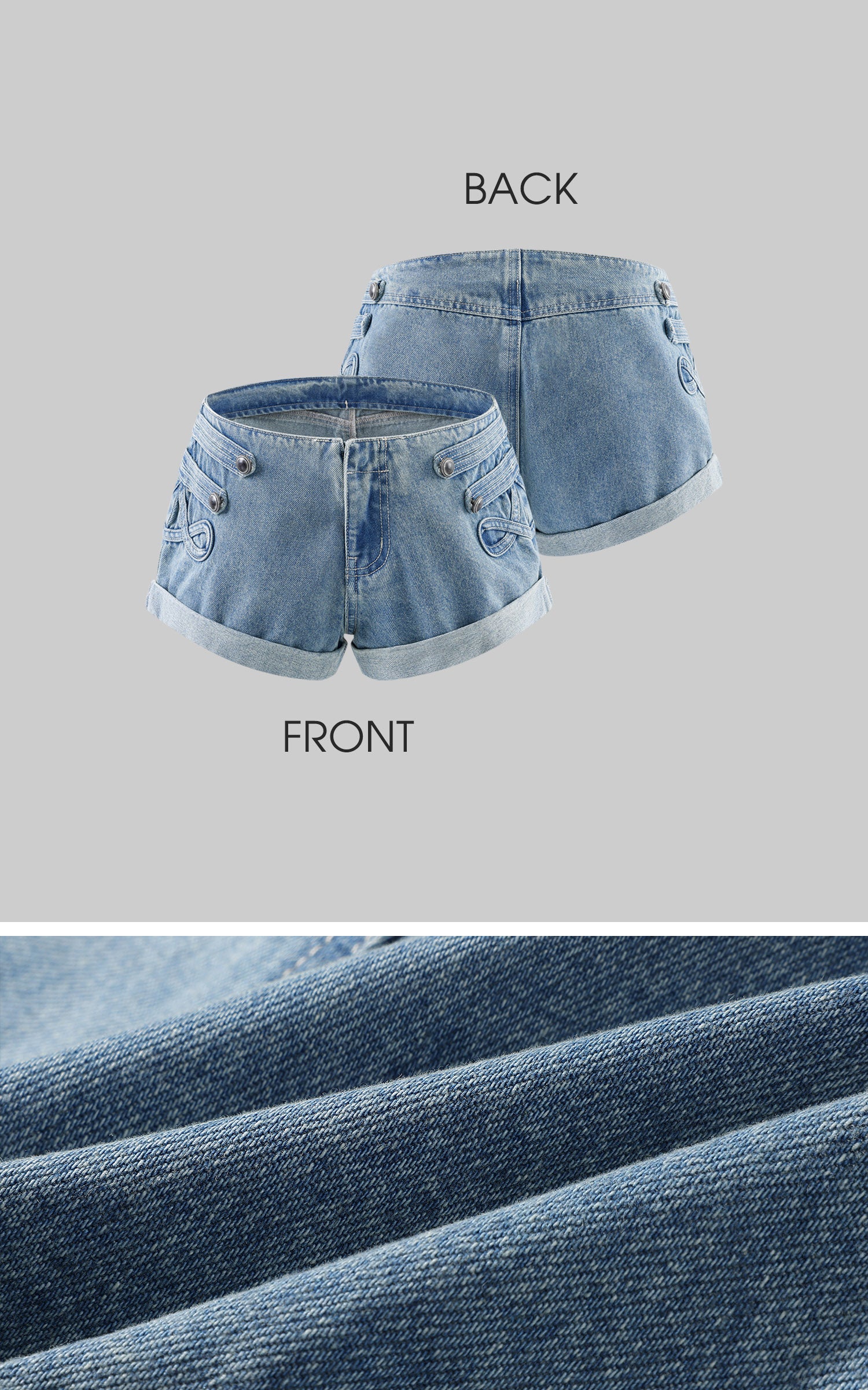 WARDEN EDGE Number 7 Scoop Neck T-Shirt &amp; Low Rise Denim Shorts Set