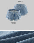WARDEN EDGE Number 7 Scoop Neck T-Shirt & Low Rise Denim Shorts Set