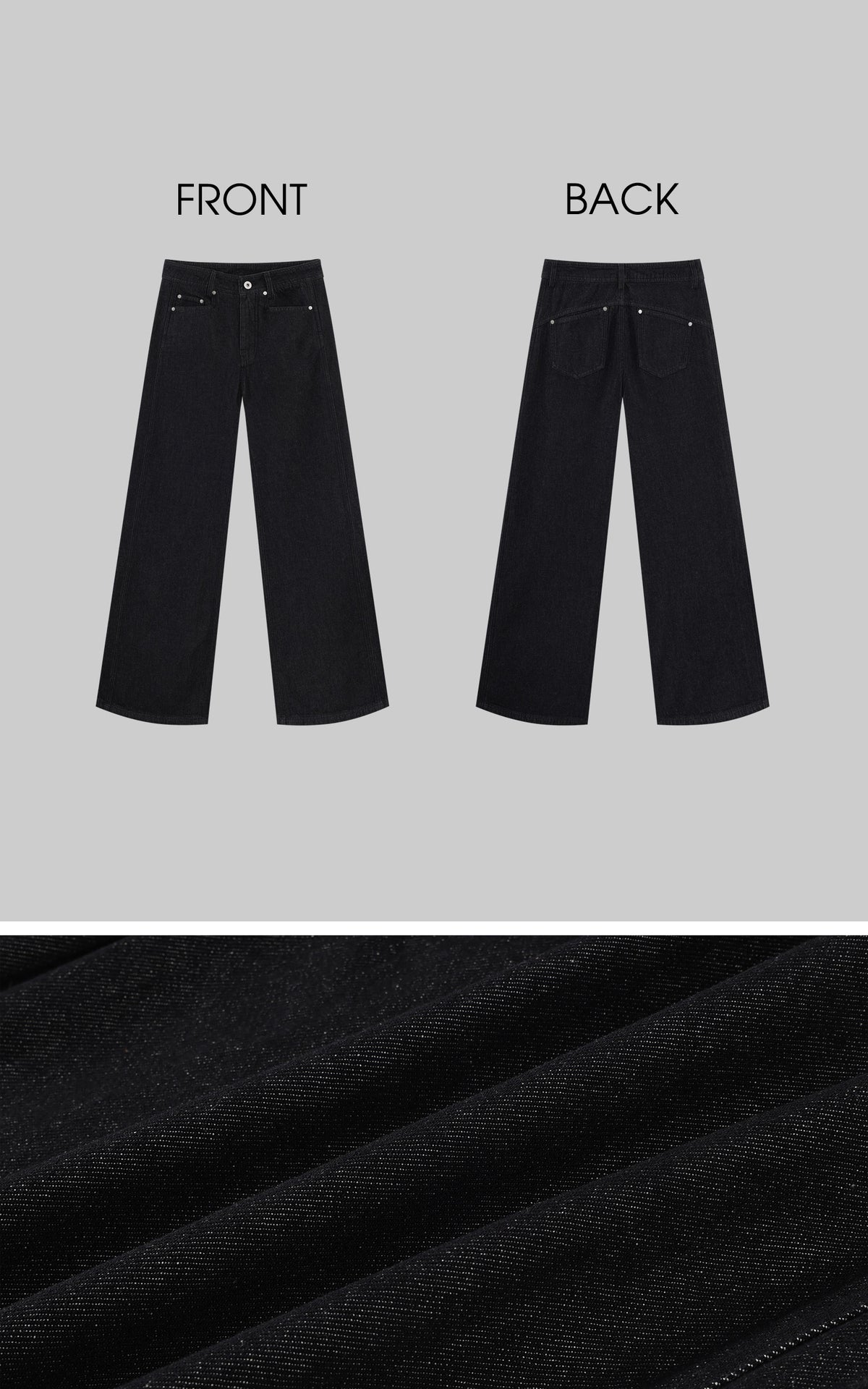 ROVENTE Low-Rise Black Wide-Leg Floor-Length Relaxed Denim Jeans