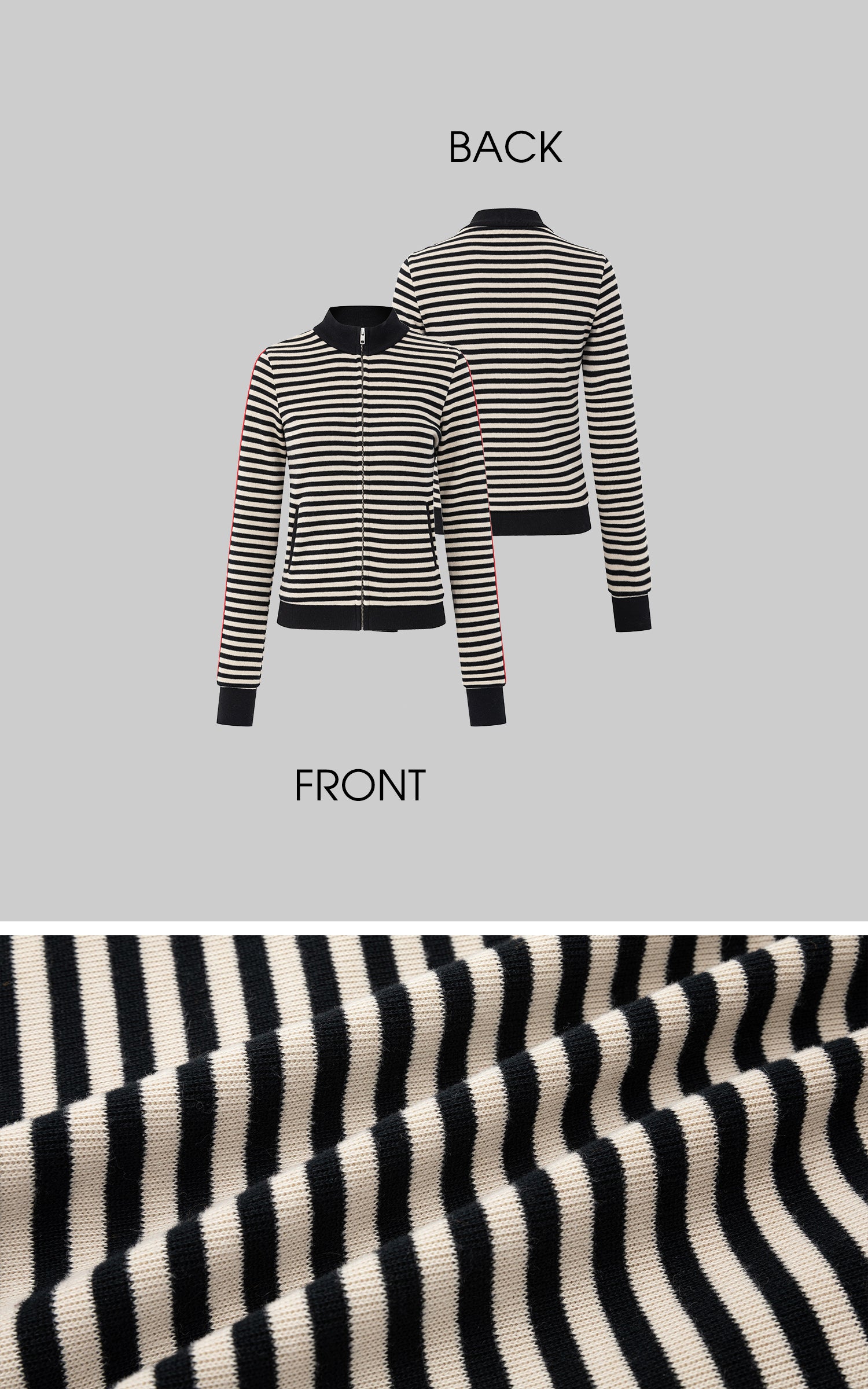 IAMXIAA 스트라이프 집업 크롭 자켓