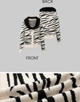 IAMXIAA Zebra Pattern Faux Fur Collar Knit Cardigan