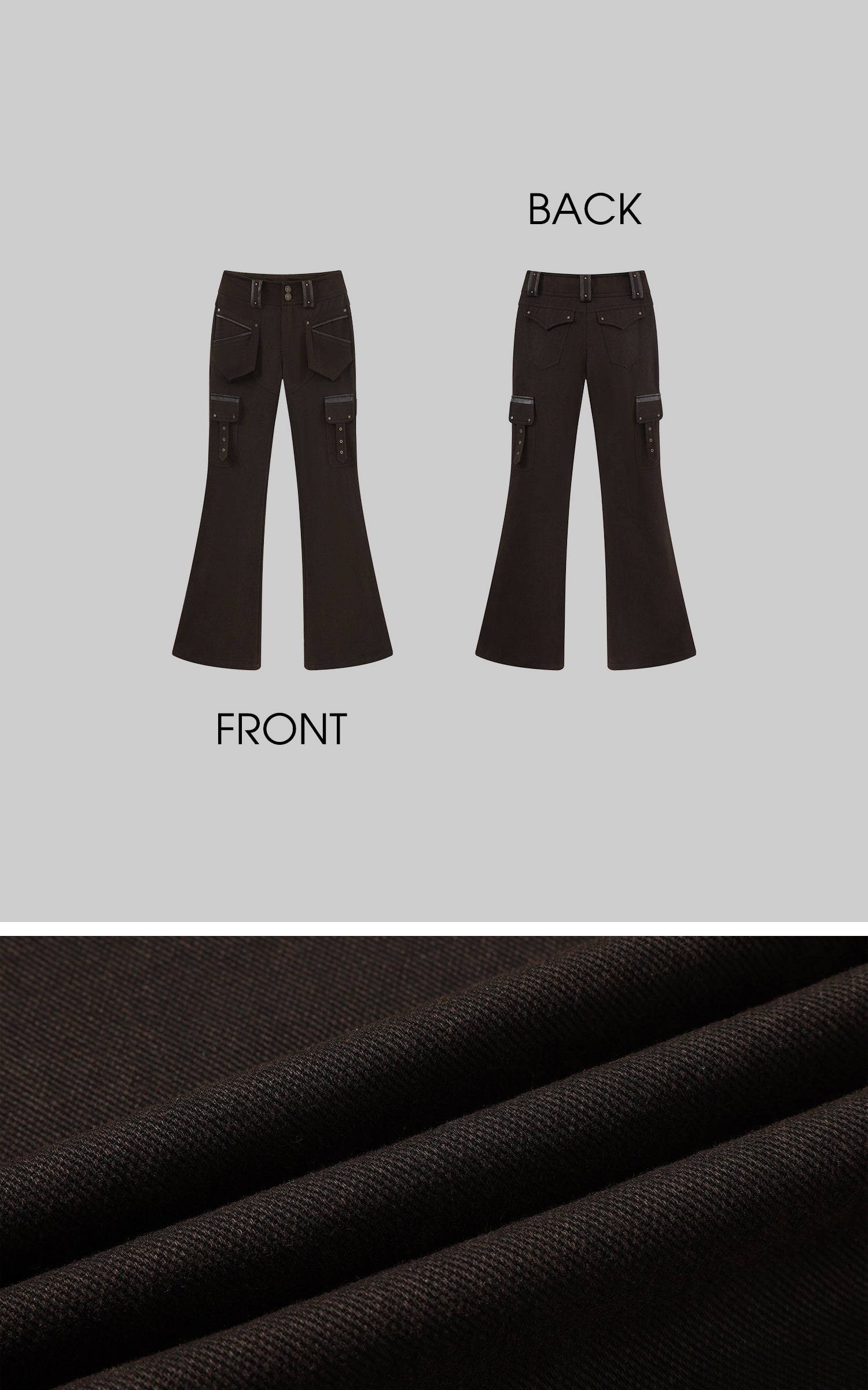 Low pixel High-Waist Multi-Pocket Flared Cargo Pants