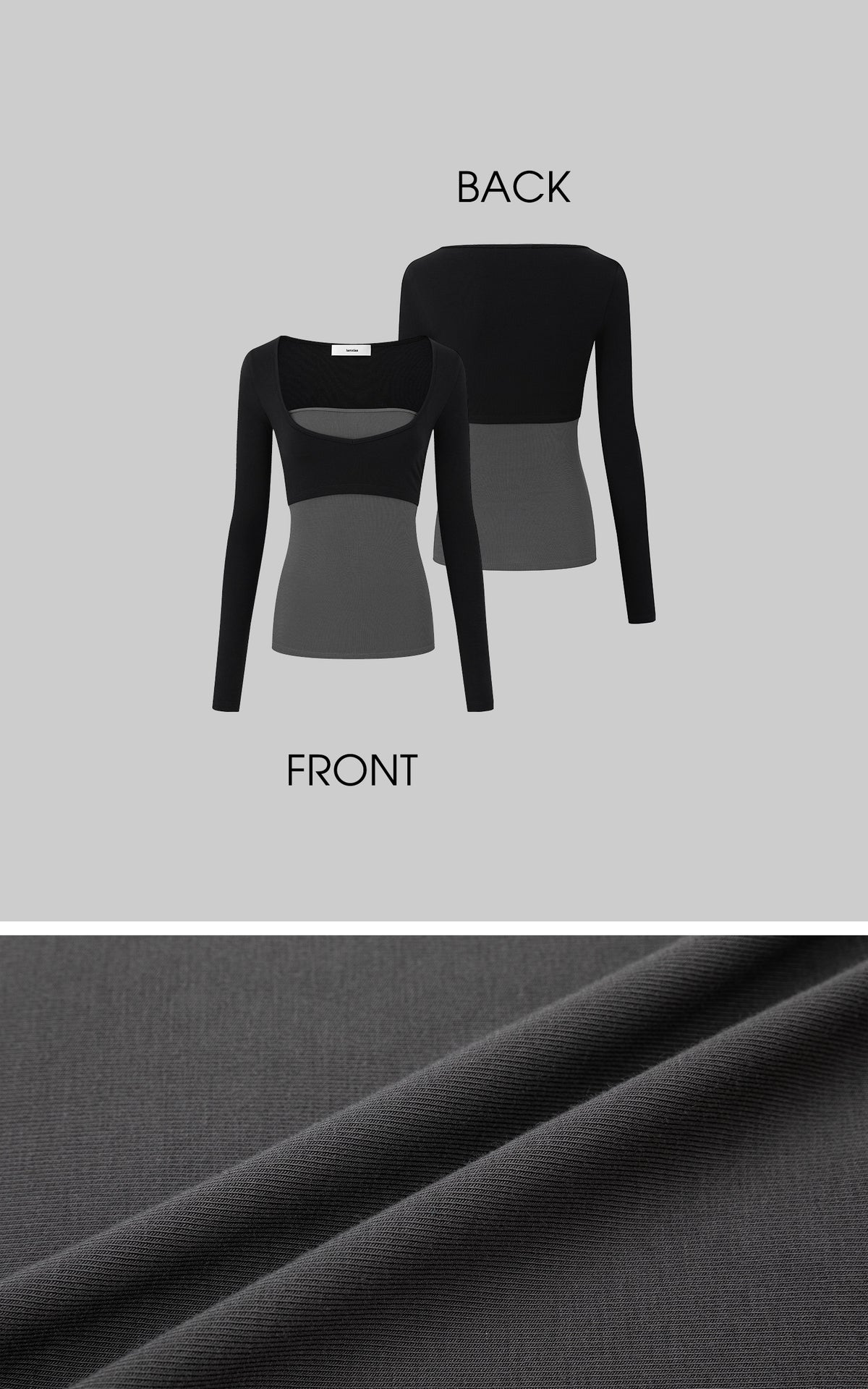 IAMXIAA Contrast Mesh Cutout Long Sleeve Top