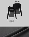 IAMXIAA Contrast Mesh Cutout Long Sleeve Top