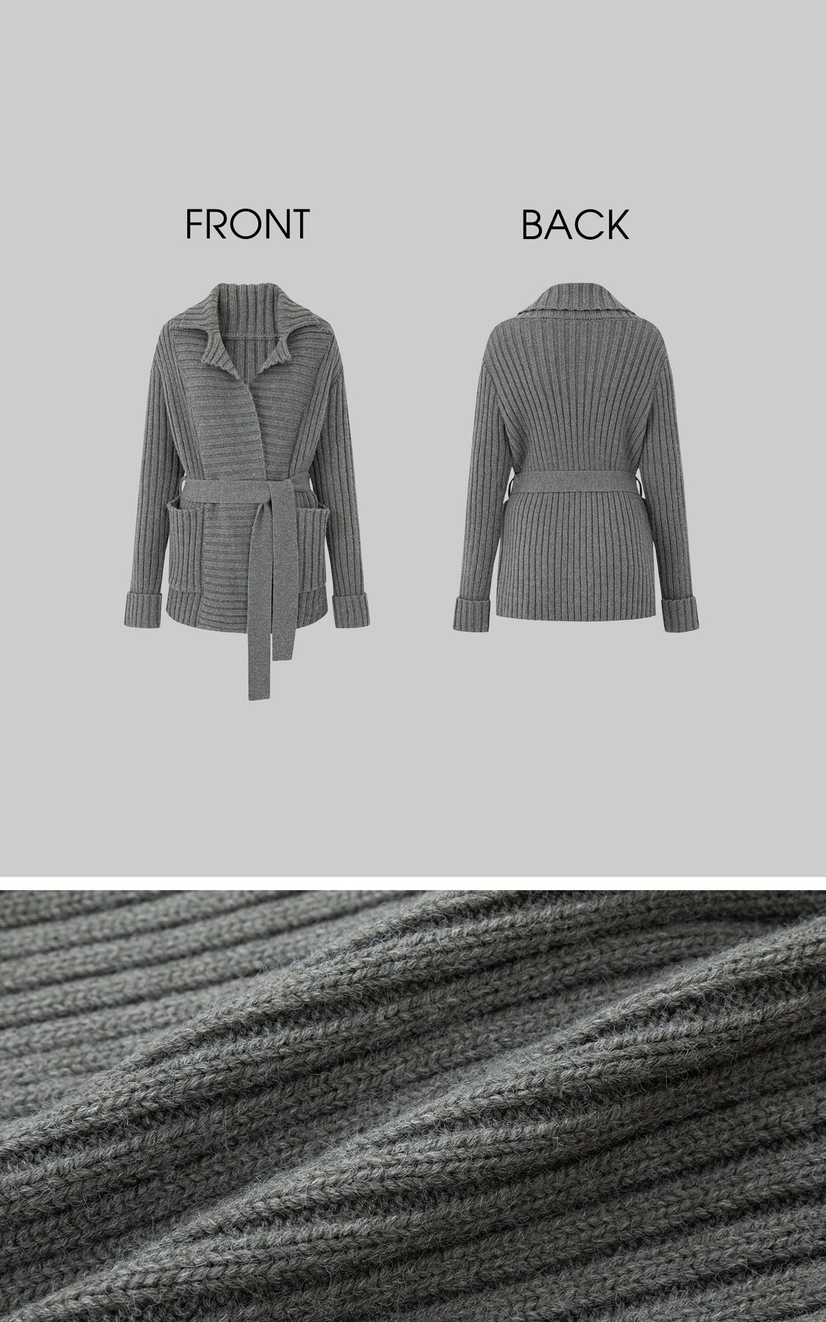 IAMXIAA Belted Ribbed Longline Knit Cardigan