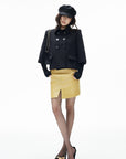 IAMXIAA Structured Shoulder Wool Double-Breasted Cropped Jacket