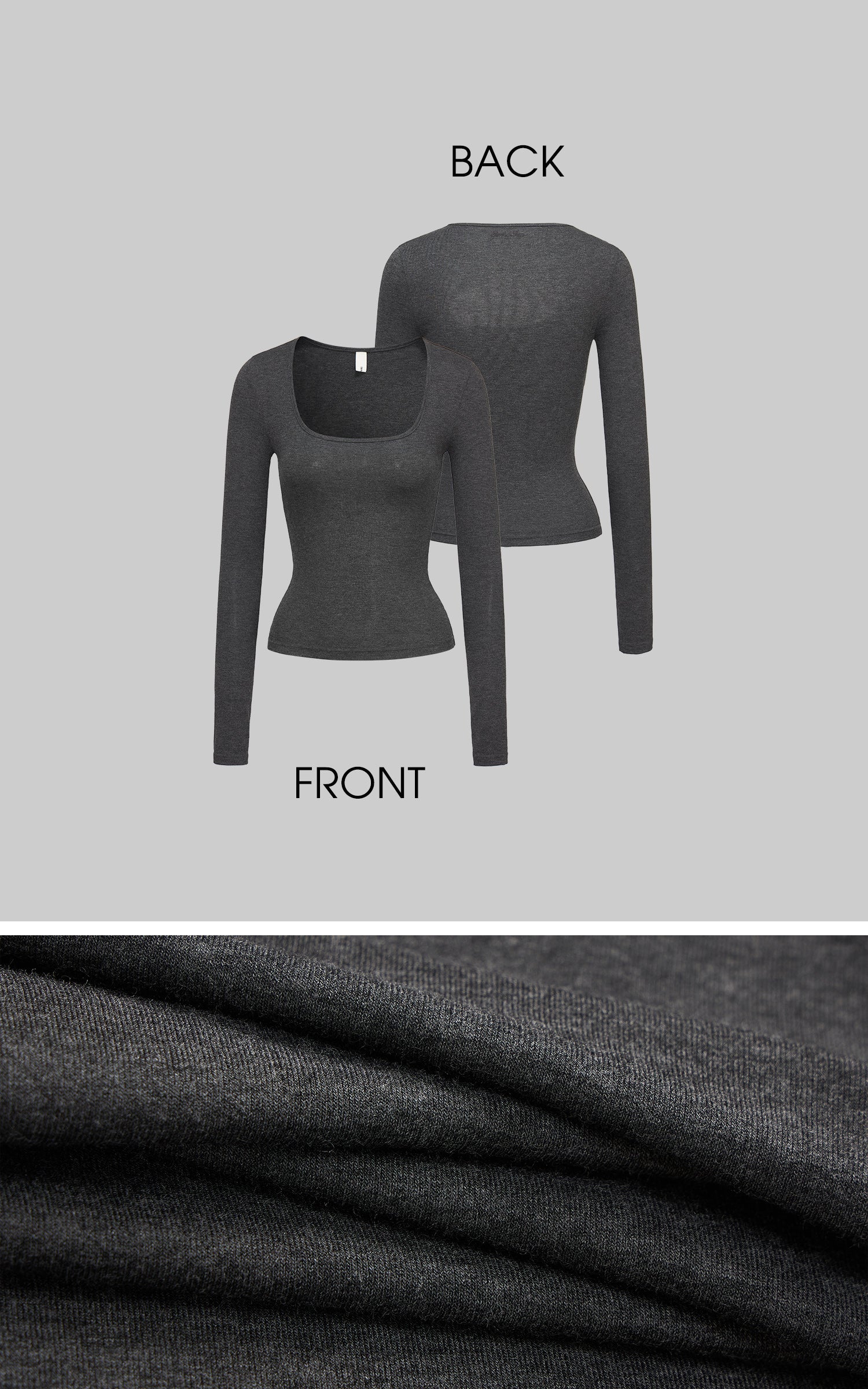 IAMXIAA Knit Long Sleeve Top with Square Neckline