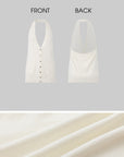IAMXIAA Deep Halter Open-Back Button Knit Tank Top