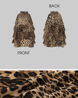 IAMXIAA Leopard Print Ruffle Tank Top Halter Neck Sheer Layered Vest
