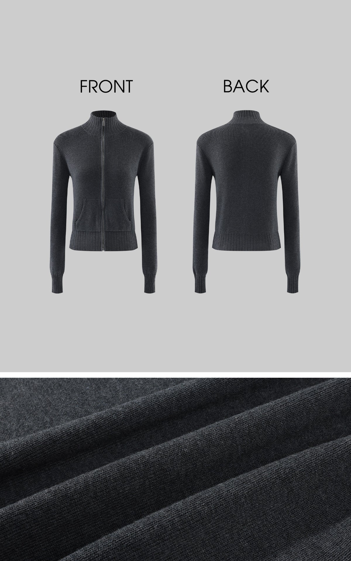 0122stepll High-Neck Zip Knit Cardigan &amp; Foldover Wide-Leg Pants Set