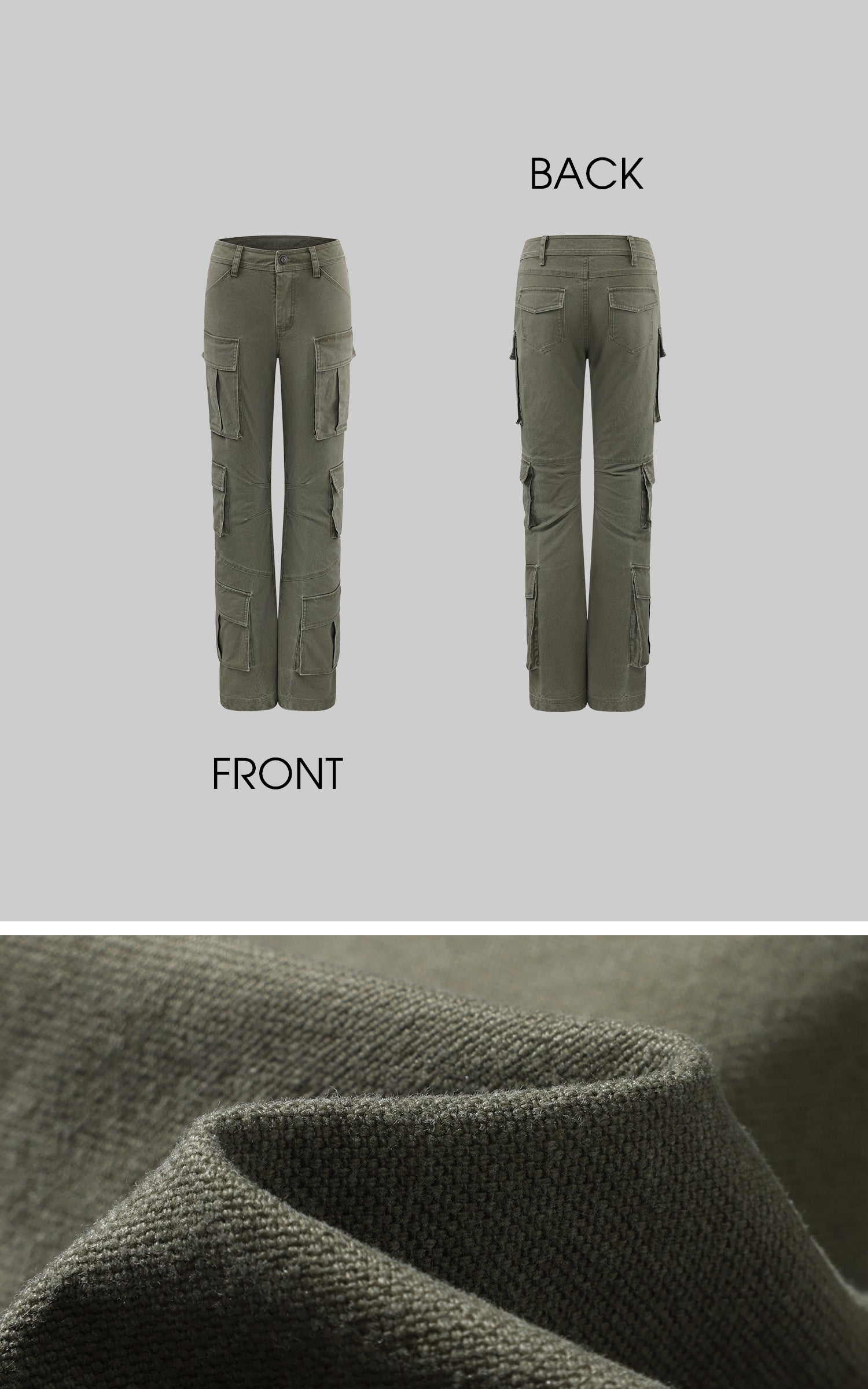 ROVENTE 구조적인 멀티 포켓 카고 팬츠