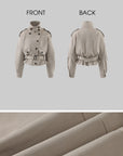 WARDEN EDGE Belted Peplum Cropped Trench Jacket