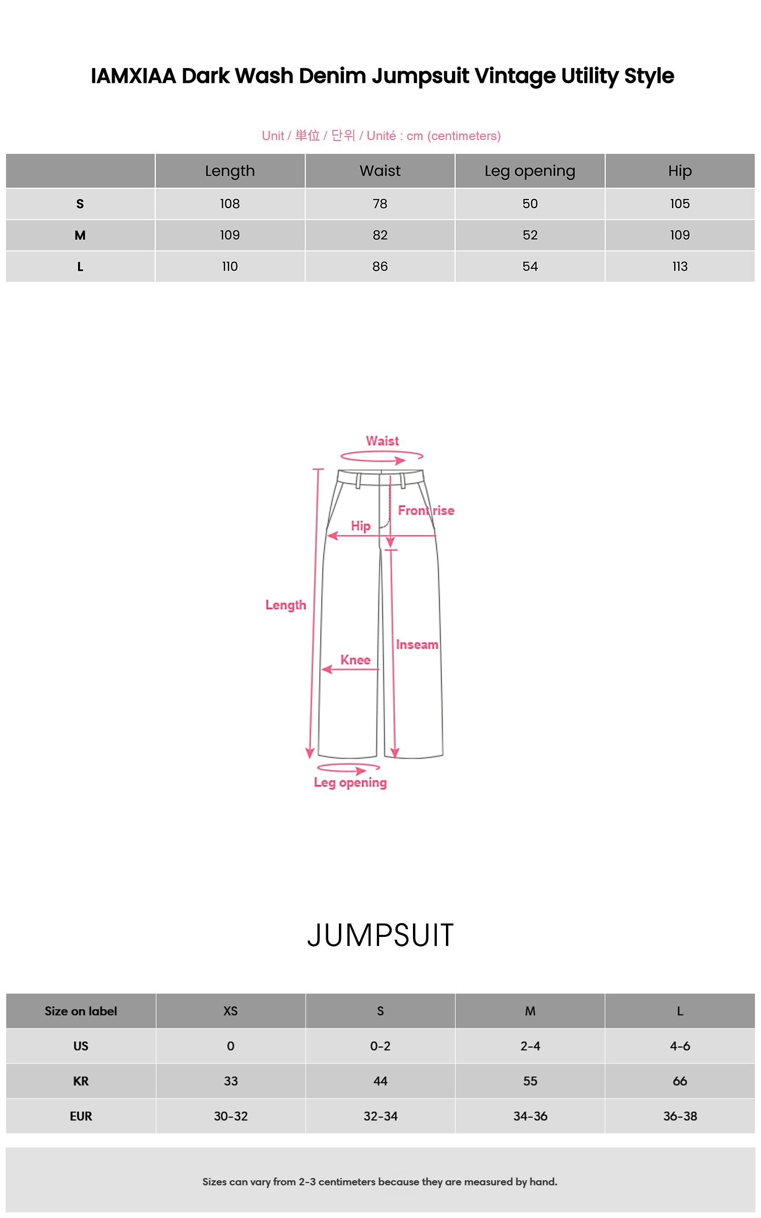 IAMXIAA Dark Wash Denim Jumpsuit Vintage Utility Style