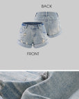 WARDEN EDGE Lace Ribbed Tank Top & Distressed Denim Shorts Set