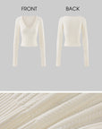 ROVENTE Plunging V-Neck Cable-Knit Sweater & Mini Shorts Set with Ribbed Waist