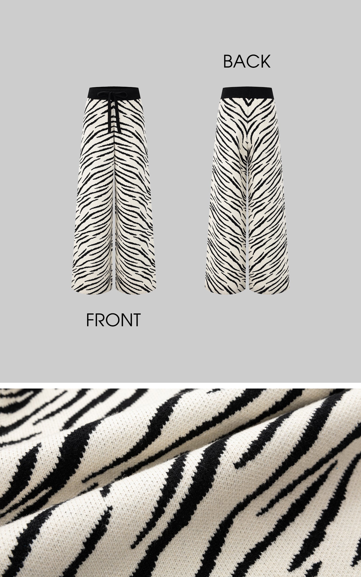 IAMXIAA 제브라 니트 와이드 레그 라운지 팬츠