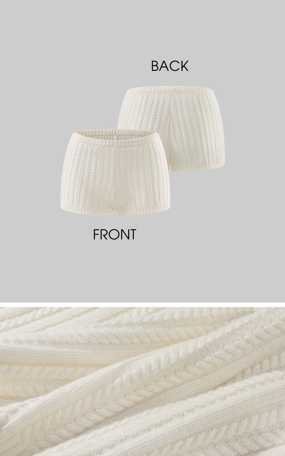 ROVENTE Plunging V-Neck Cable-Knit Sweater &amp; Mini Shorts Set with Ribbed Waist