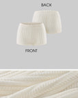ROVENTE Plunging V-Neck Cable-Knit Sweater & Mini Shorts Set with Ribbed Waist