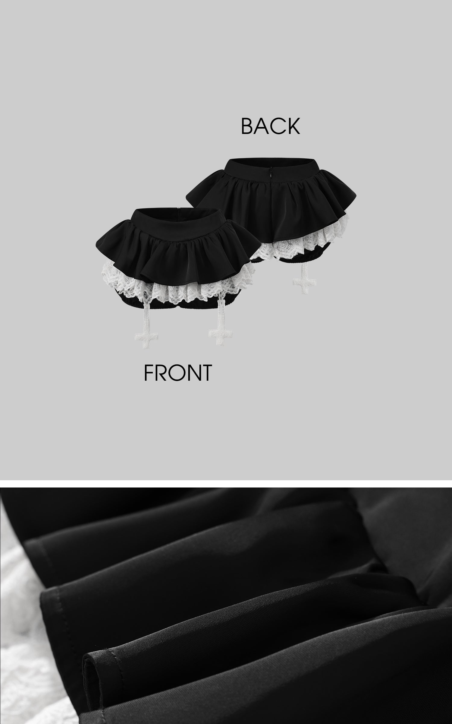 Rase le sol Lace-Trimmed Vest and Skirt Set with Cross Detail - PINKPARKS