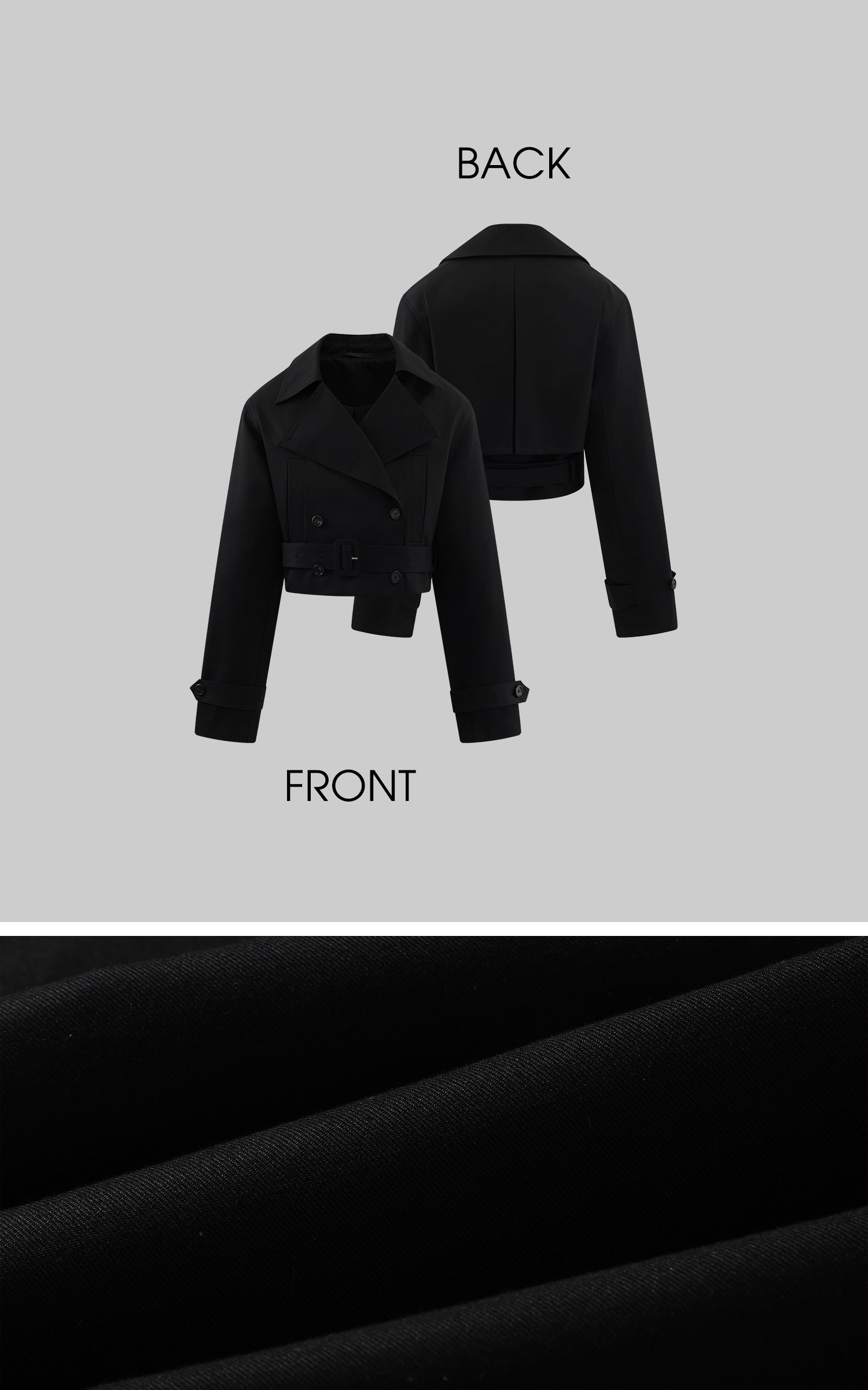 ROVENTE Cropped Belted Trench Jacket