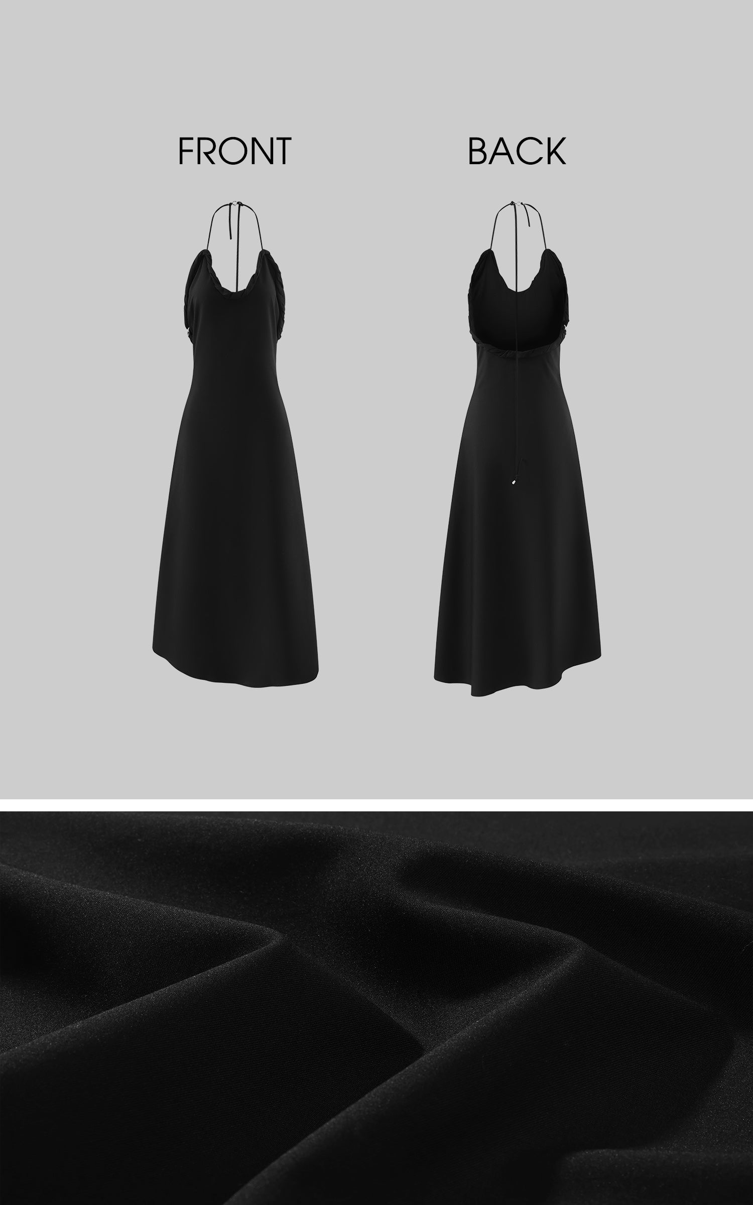 0122stepll Ruched Halter Cowl Midi Dress