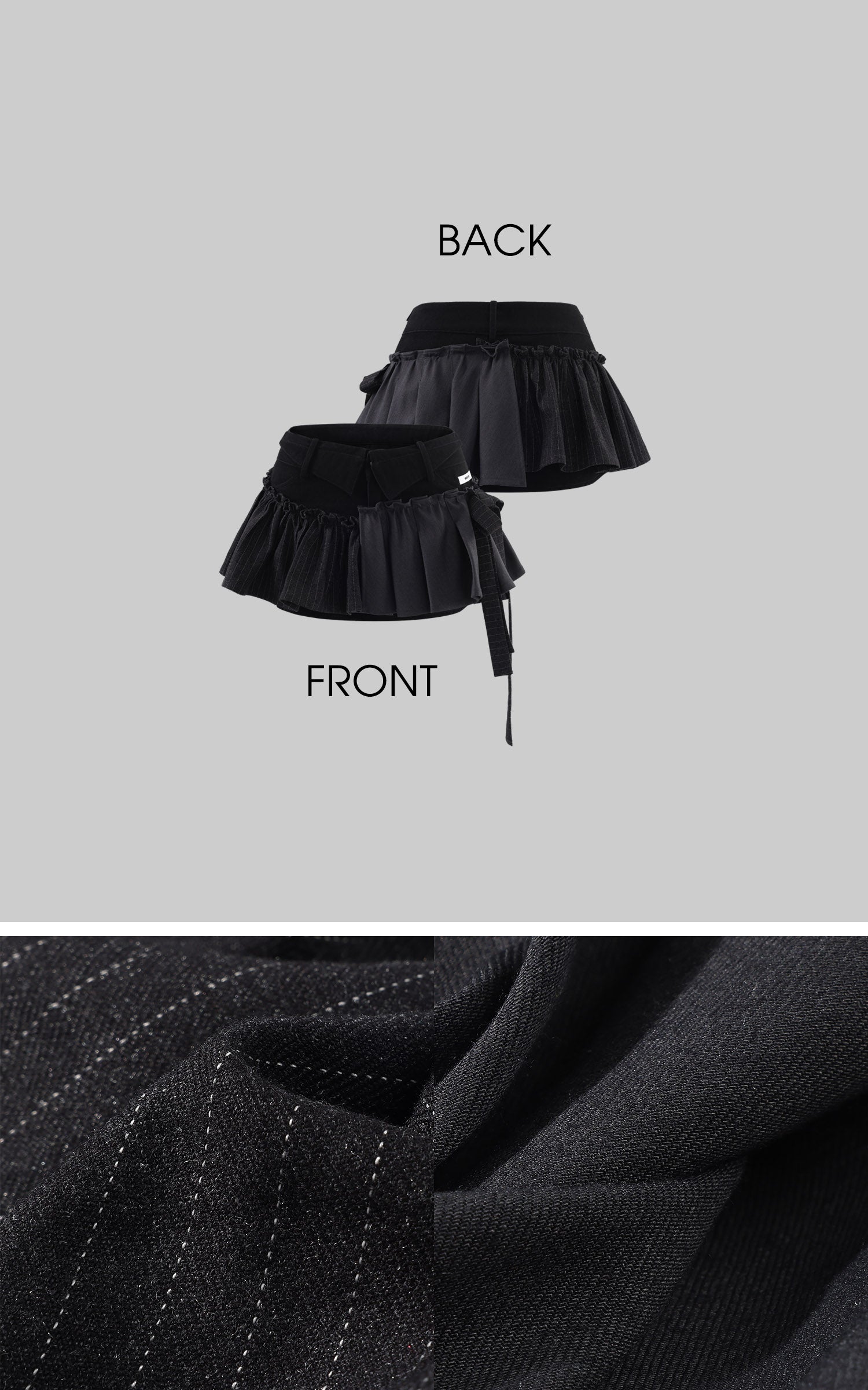 WARDEN EDGE Deconstructed Pleated Mini Skirt Belt