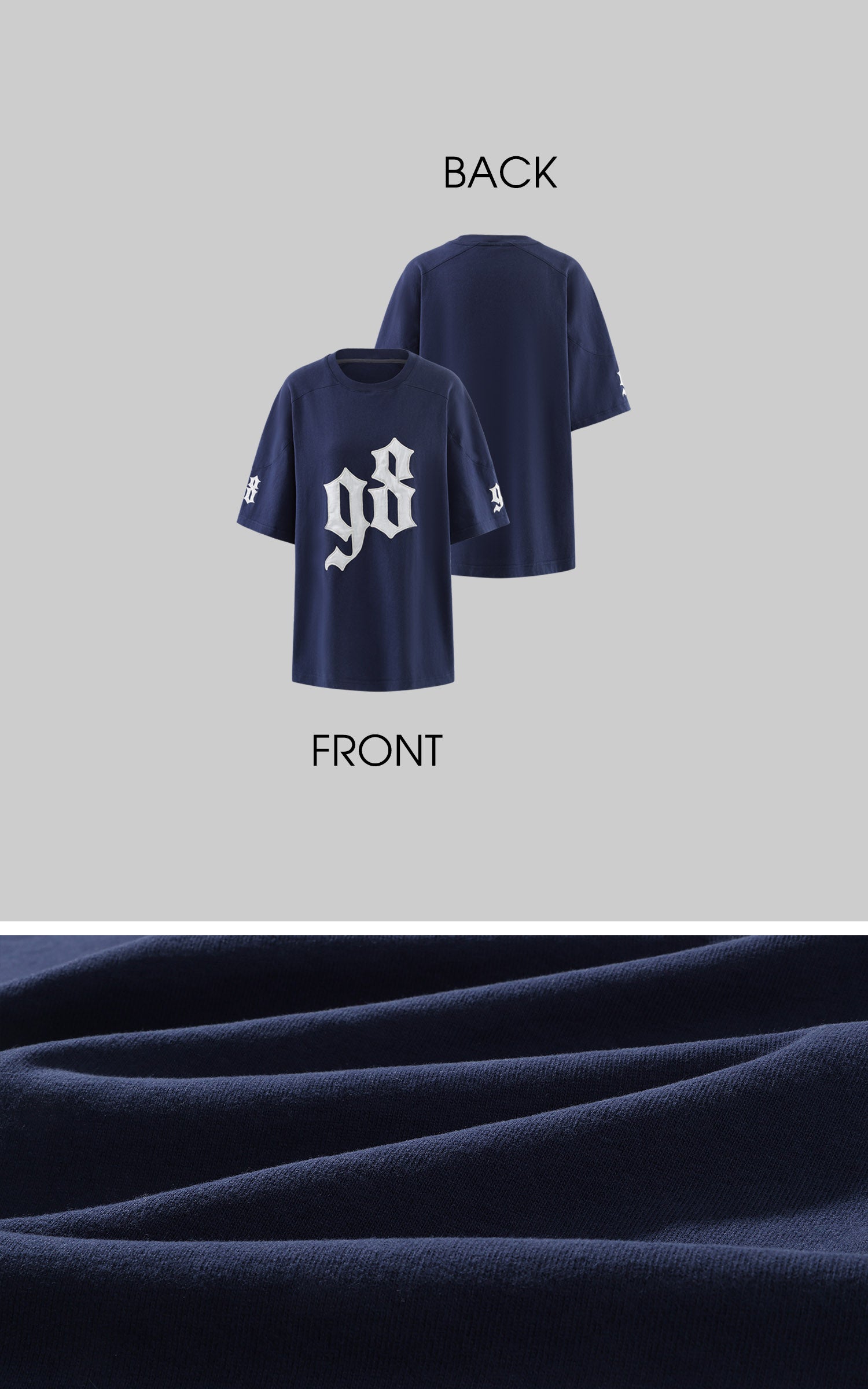 Rase le sol Gothic Number Appliqué Washed Oversized T-Shirt