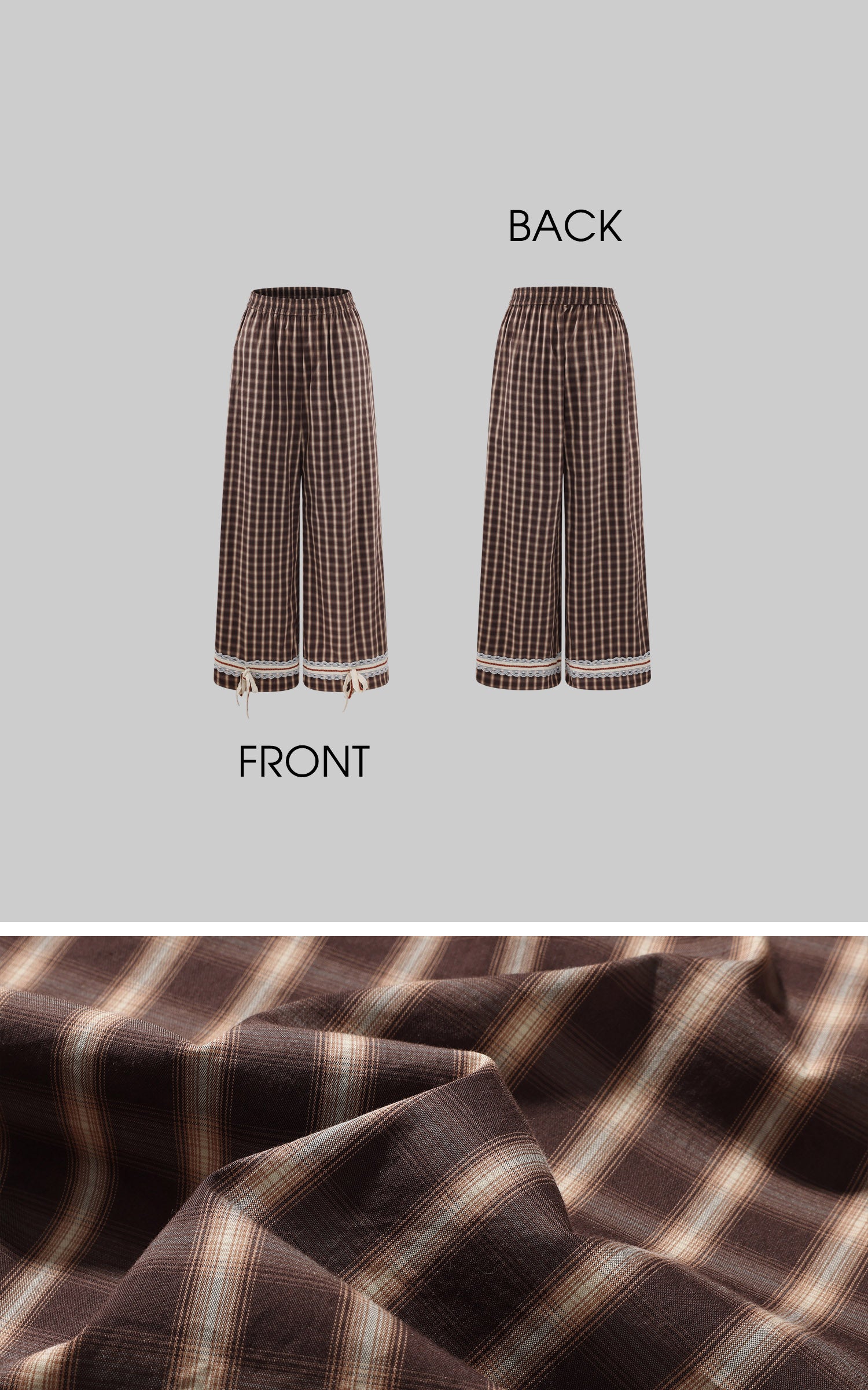 Rase le sol Plaid Lace Trim Pajama Set with Eye Mask