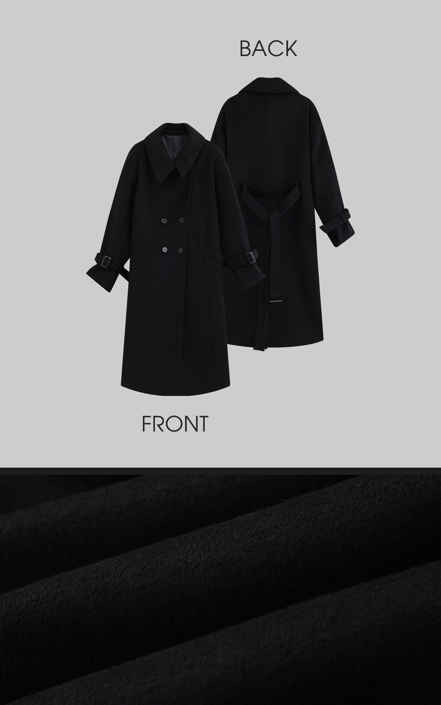 WARDEN EDGE Oversized Wool Coat with Double Pockets