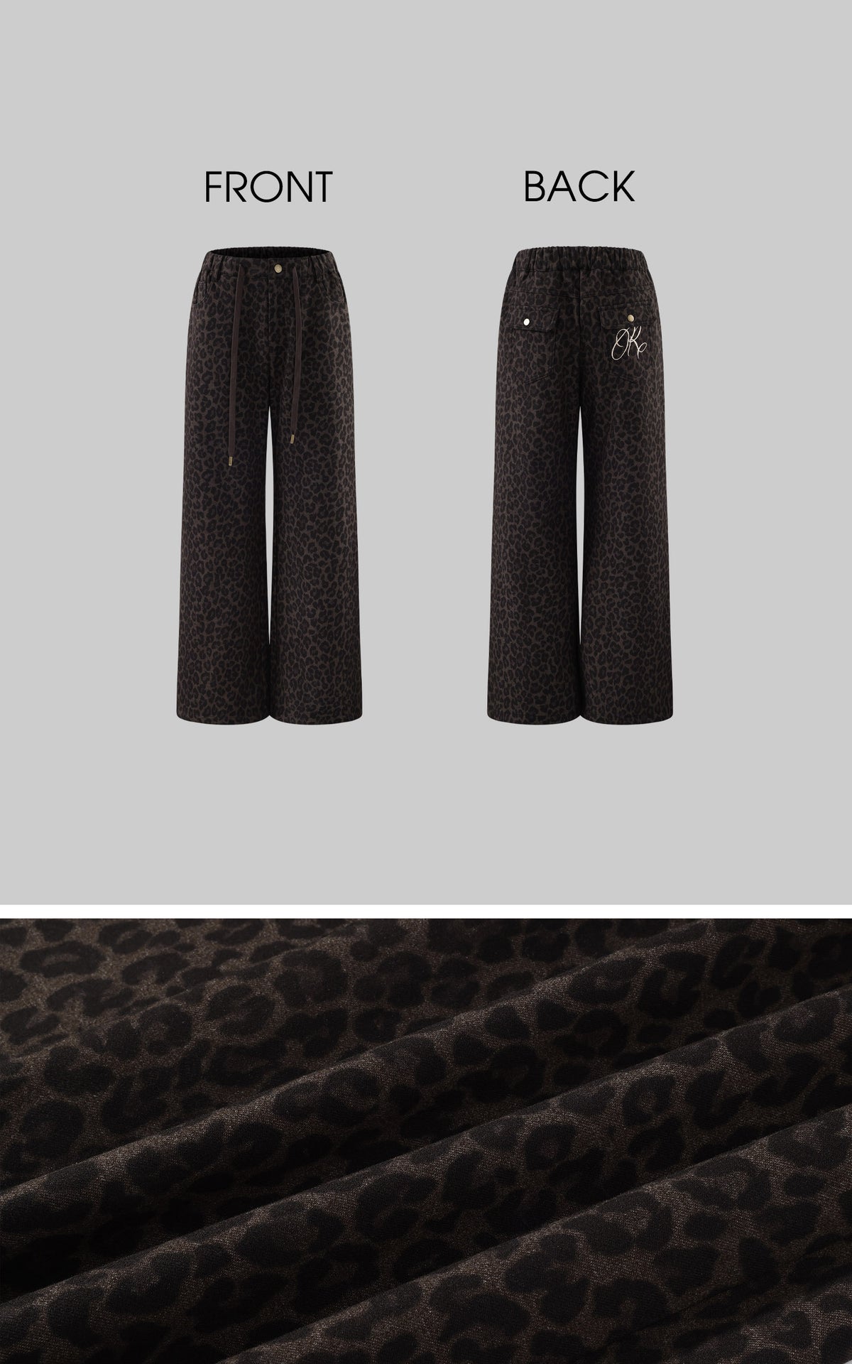 Rase le sol Leopard Print Drawstring Wide-Leg Pants