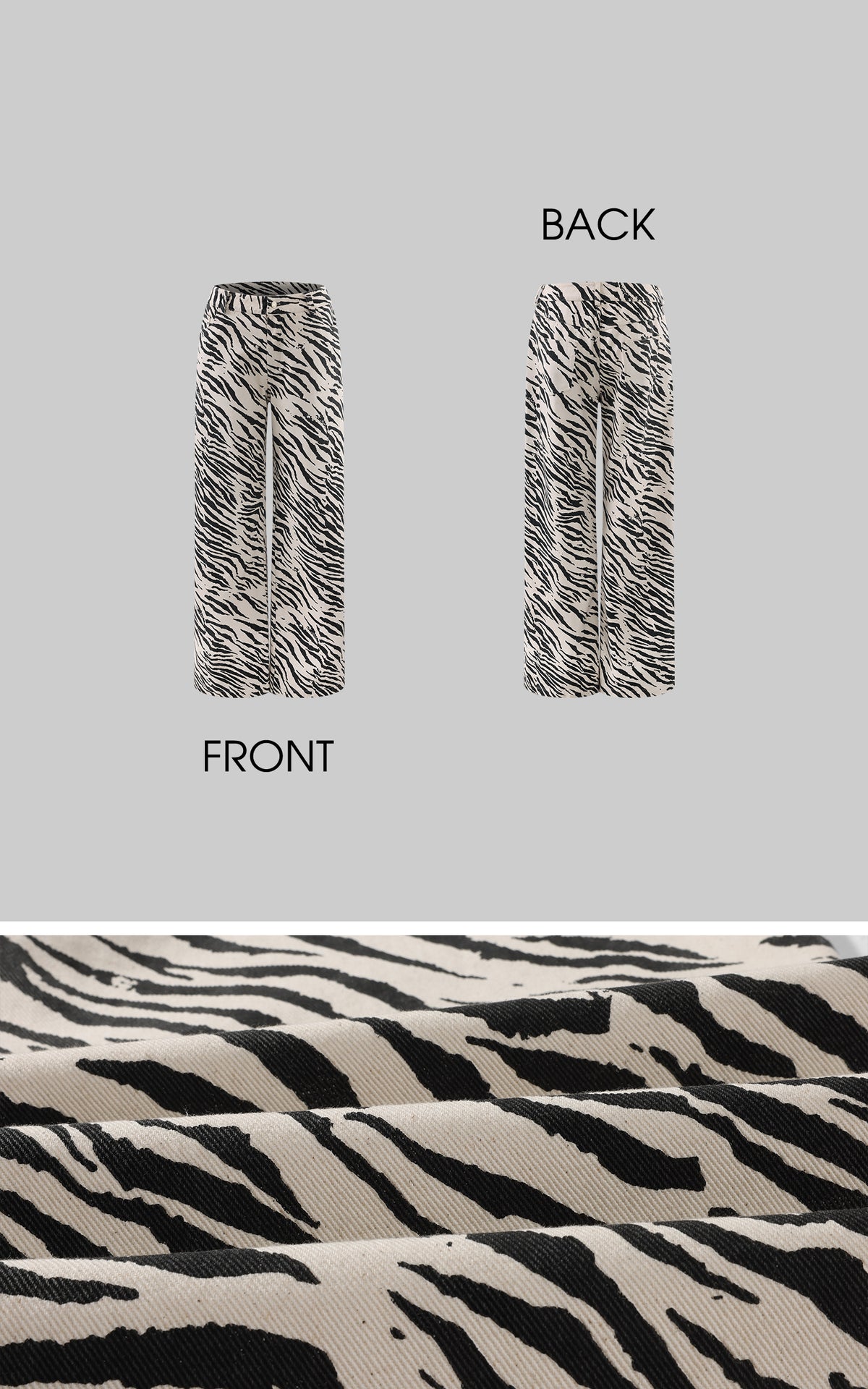 0122stepll Zebra Print Low-Rise Wide-Leg Denim Pants