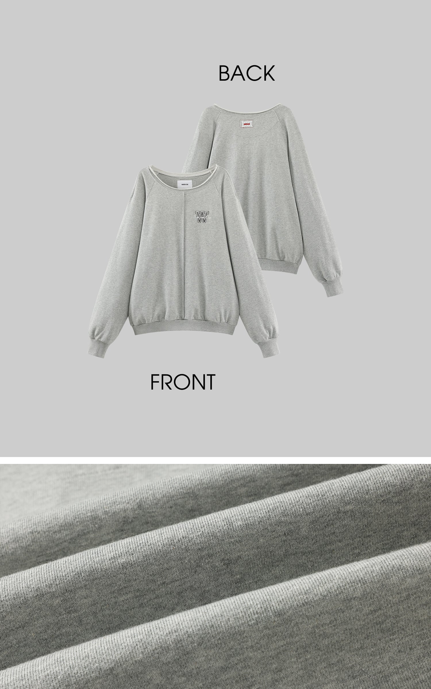 WARDEN EDGE Oversized Grey Sweatshirt with Embroidered W Logo